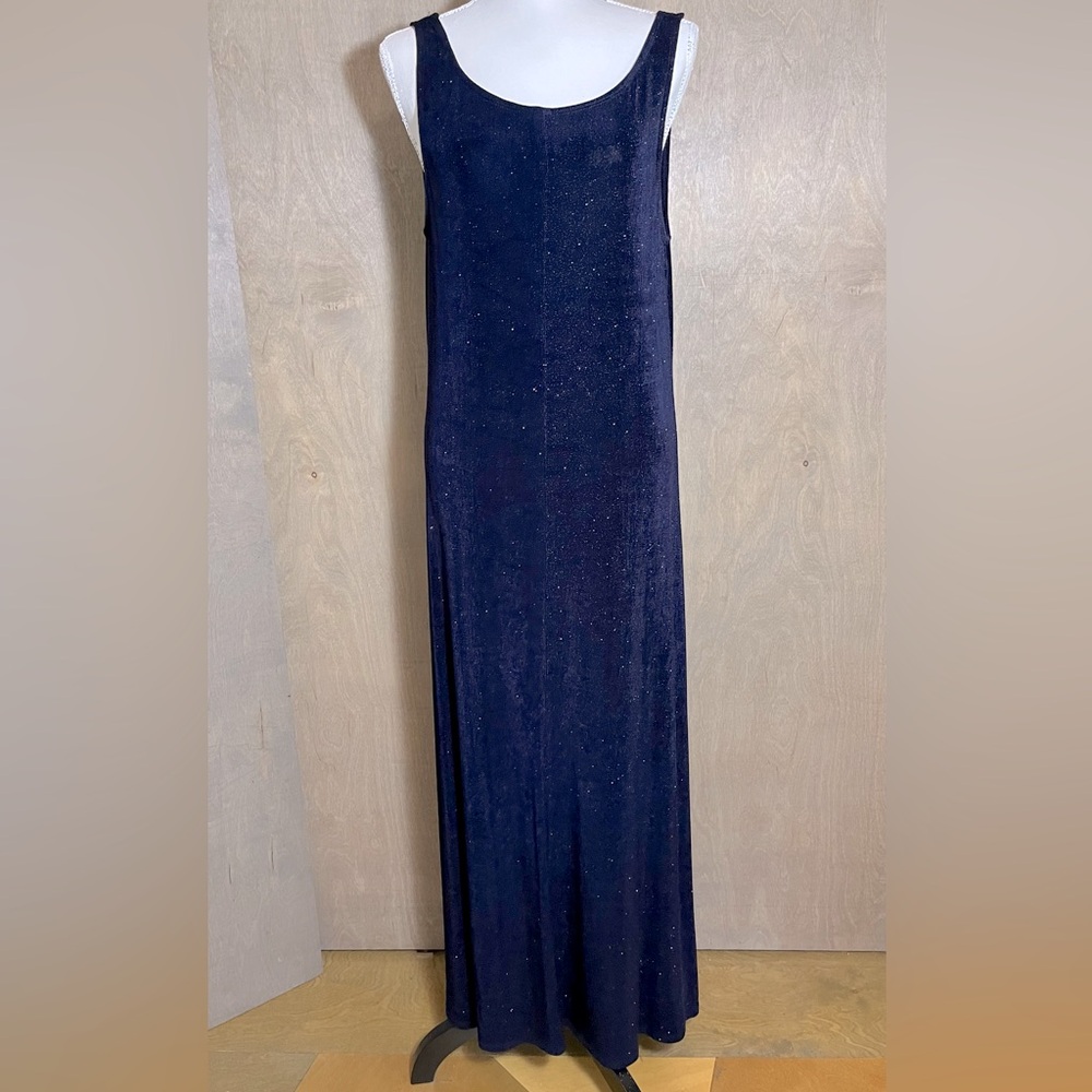 Vintage Carole Little Sparkly Royal Blue Tank Evening Prom Formal Maxi Dress 12